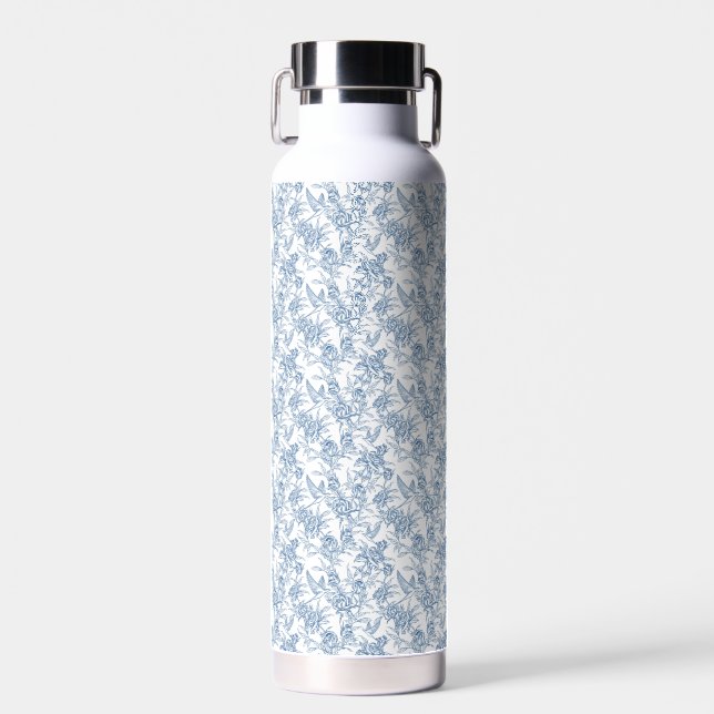 Bouteille D'eau Toile de Jouy bleue française (Avant)
