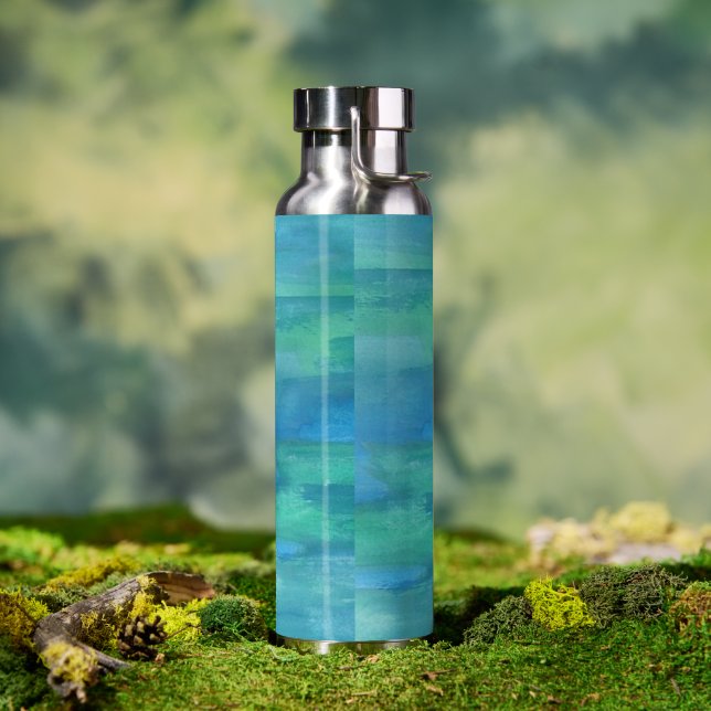 Bouteille D'eau Tons bleu et vert de la Terre (Extérieur)