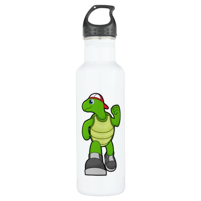 Bouteille D'eau Tortue à courir avec Casquette (Devant)