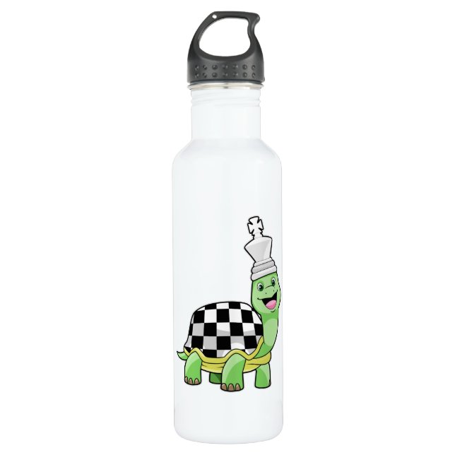 Bouteille D'eau Tortue aux échecs avec jeu d'échecs & King (Devant)