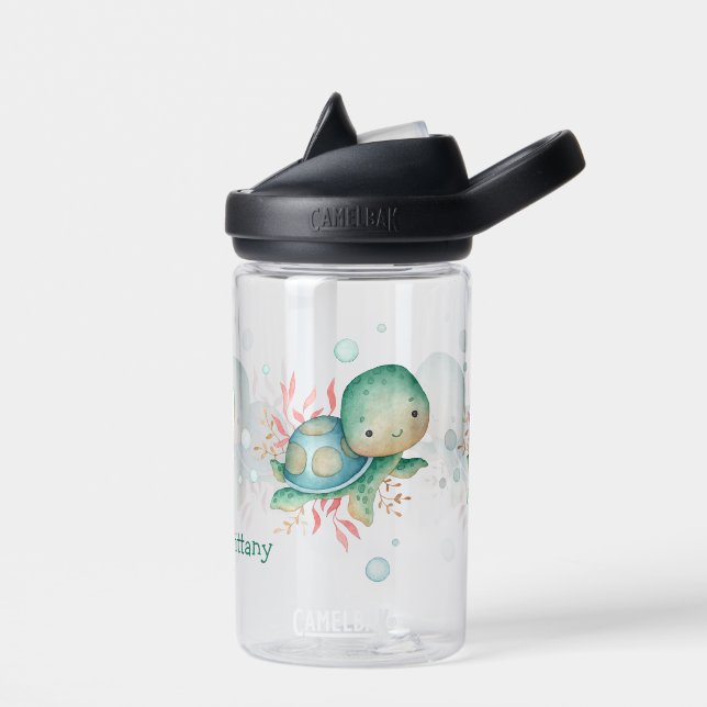 Bouteille D'eau Tortue de mer rose turquoise (Gauche)