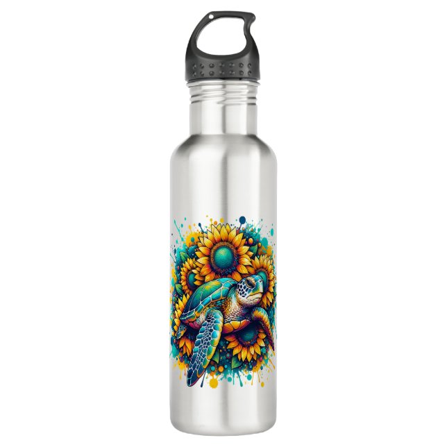 Bouteille D'eau Tortue tournesol (Devant)