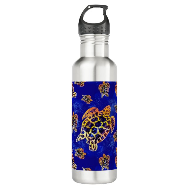 Bouteille D'eau Tortues marines Batik Art Africain (Devant)