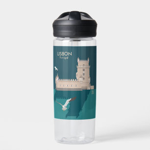 Bouteille D'eau Tour de Belem de Lisbonne dans le style poster vin