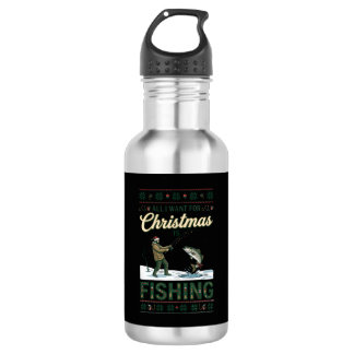 Bouteille D'eau Tout ce que Noël veut c'est pêcher pêcheur poisson