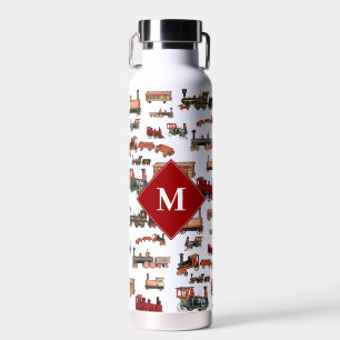 Bouteille D'eau Train Jouet vintage Trains colorés Motif Monogramm