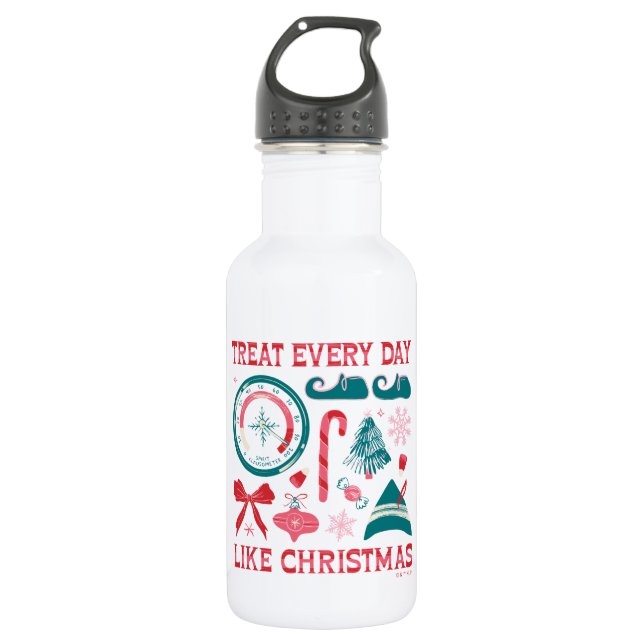 Bouteille D'eau Traiter chaque jour comme Noël (Devant)