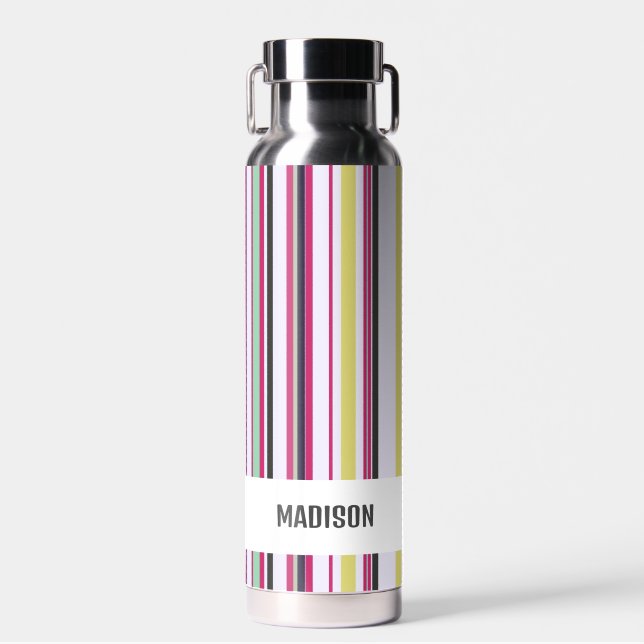 Bouteille D'eau Trendy Modern Stripes Personnalisées (Avant)