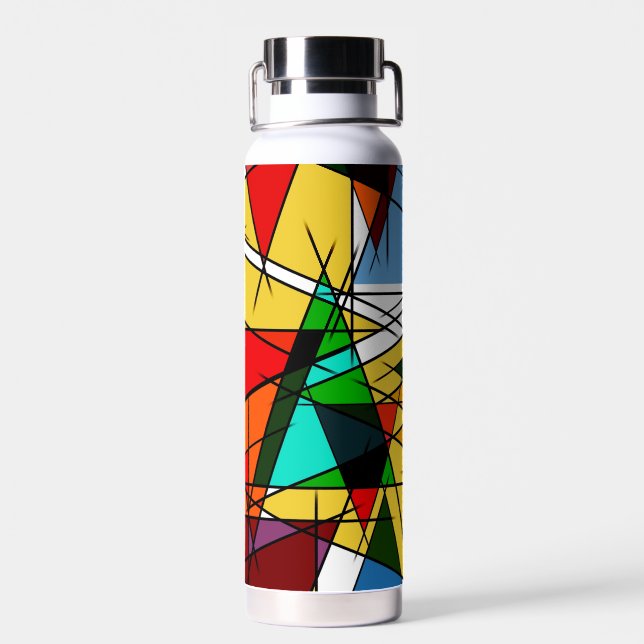 Bouteille D'eau Triangle Coloré Géométrique Moderne  (Arrière)