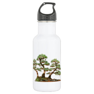 Bouteille D'eau trois arbres de bonsaïs de pin