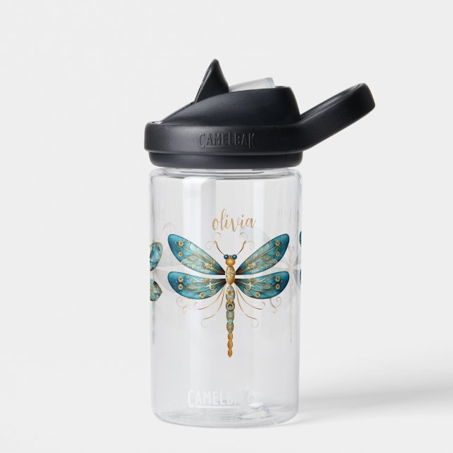 Bouteille D'eau Trois libellules Aqua et Gold Whimsical (Gauche)