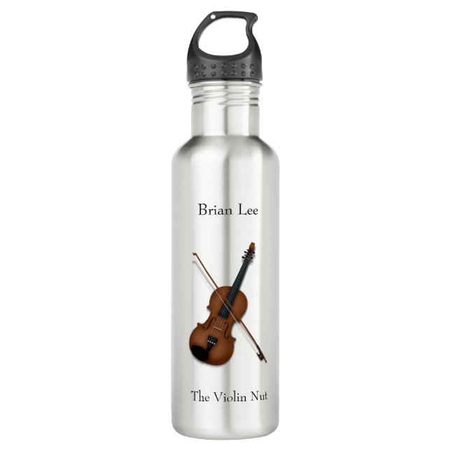 Bouteille D'eau Trompe L'oeil Violon avec la coutume du musicien B (Devant)