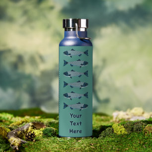 Bouteille D'eau Truite/Saumon d'art populaire bleu