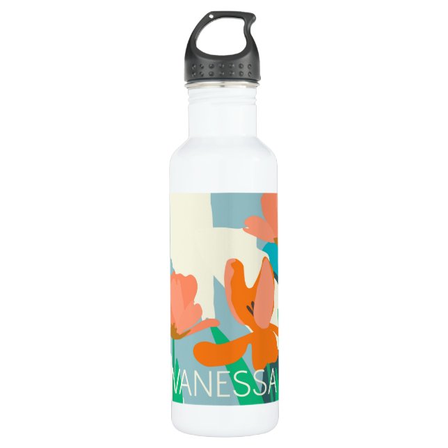 Bouteille D'eau Tulipes d'abricot Blocs de couleurs modernes artis (Devant)
