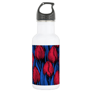 Bouteille D'eau Tulipes en rouge et bleu