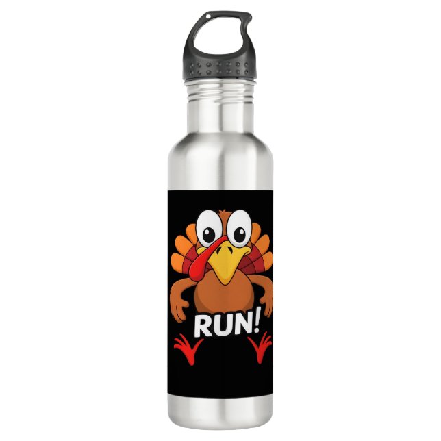 Bouteille D'eau Turquie courir Thanksgiving en T-shirt classique (Devant)