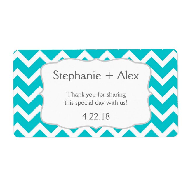 Bouteille d'eau Turquoise Chevron - customisez-le  (Devant)