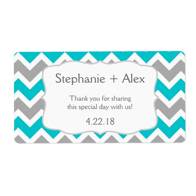 Bouteille d'eau Turquoise Grey Chevron customisez- (Devant)