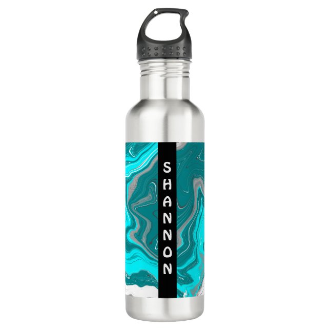 Bouteille D'eau Turquoise personnalisé, marbre turquoise (Devant)