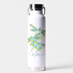 Bouteille D'eau Turquoise Splatter Dragonfly personnalisée