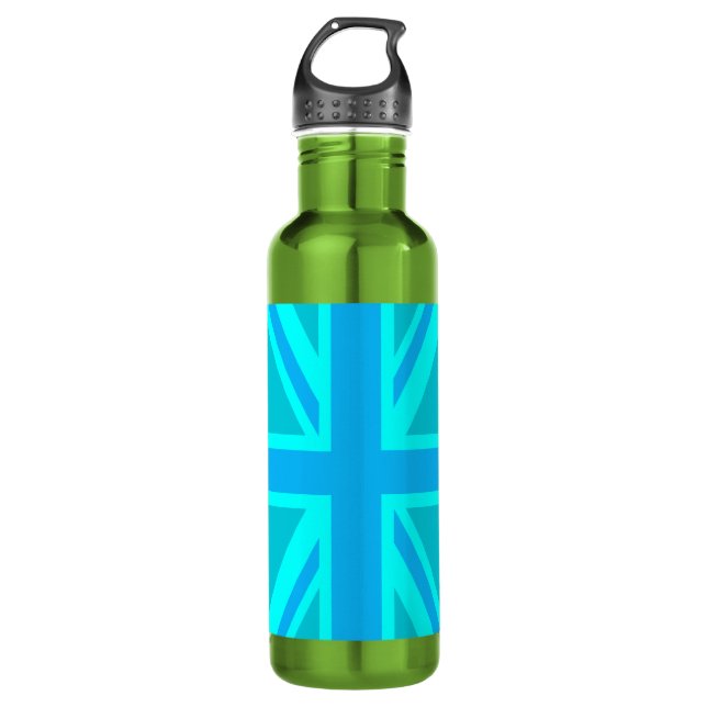 Bouteille D'eau Turquoise Union Jack British Flag Personnaliser it (Devant)