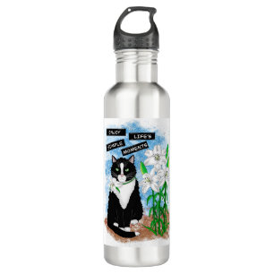 Bouteille D'eau Tuxedo Chat et Lilies   Devis inspirant