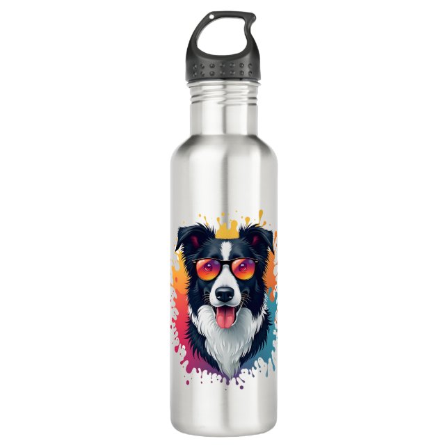 Bouteille D'eau Un chien mignon Bordure Collie [RB#10009] (Devant)