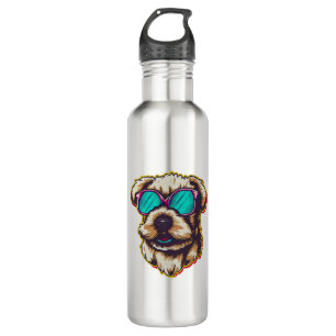 BOUTEILLE D'EAU UN DORABLE D O G AVEC DES LUNETTES SOLEIL