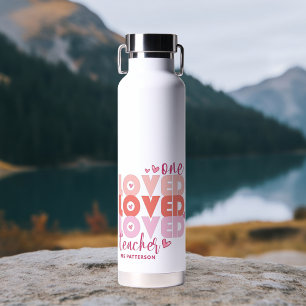Bouteille D'eau Un enseignant d'amour rose moderne Nom personnalis