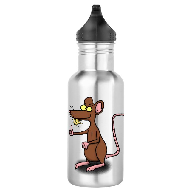Bouteille D'eau Un rat brun mignon pouce vers le haut dessin animé (Droite)