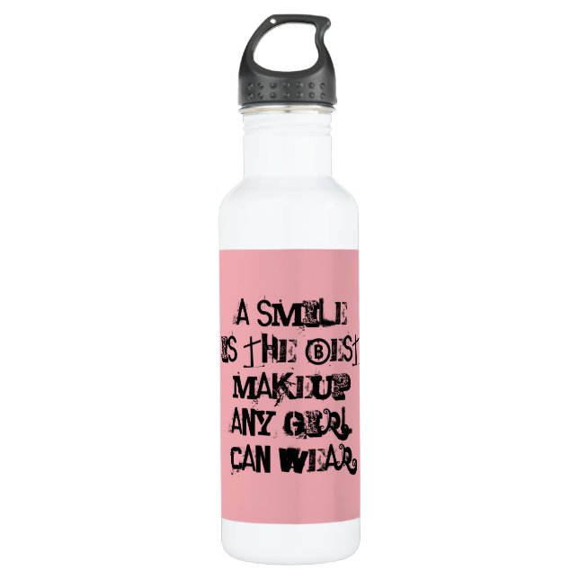 Bouteille D'eau Un sourire est le meilleur maquillage qu'une fille (Devant)