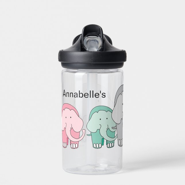Bouteille D'eau Une famille colorée d'éléphants (Avant)