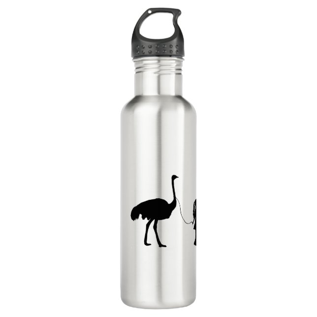 Bouteille D'eau Une Fille Marchant Son Animal De Compagnie Ostrich (Devant)