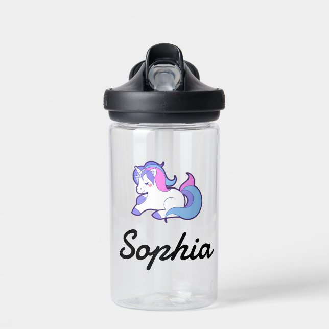 Bouteille D'eau Unicorn Nom des enfants École personnalisée (Avant)