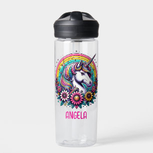 Bouteille D'eau Unicorne colorée magique et arc-en-ciel personnali