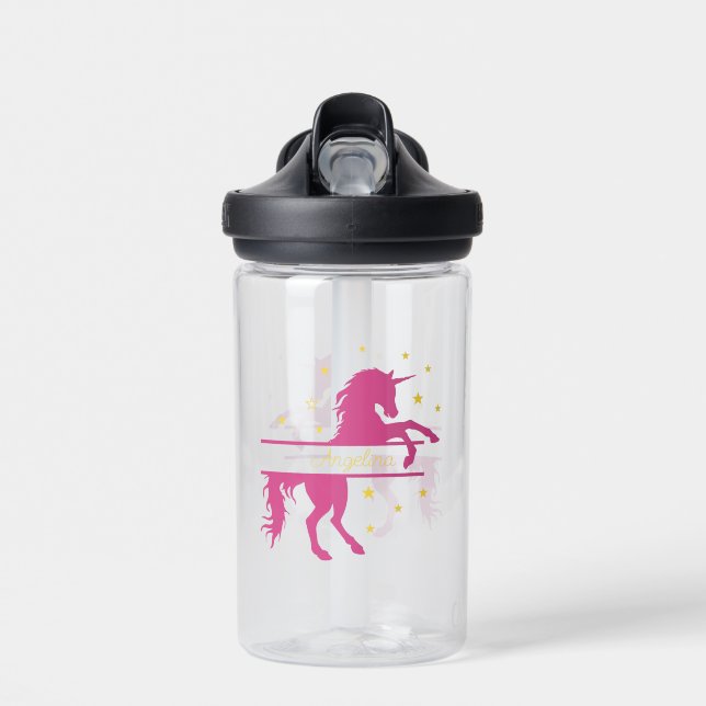 Bouteille D'eau Unicorne rose personnalisée (Avant)