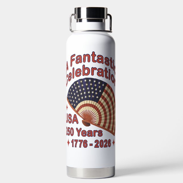 Bouteille D'eau USA 250 Years Patriotic Fan Design - 1776-2026 (Plage)
