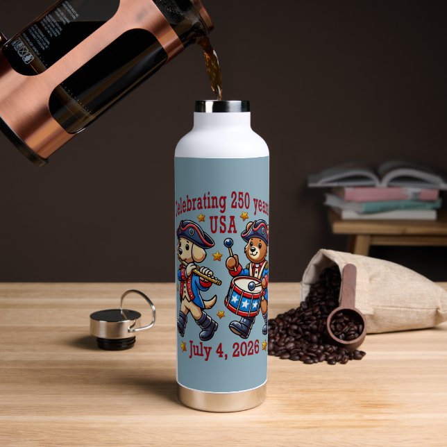 Bouteille D'eau USA 250th Anniversary Souvenir - Patriotique (Café (pivotée))