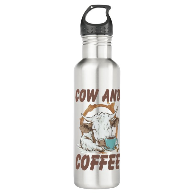 Bouteille D'eau Vache et café, Fille occidentale drôle (Devant)