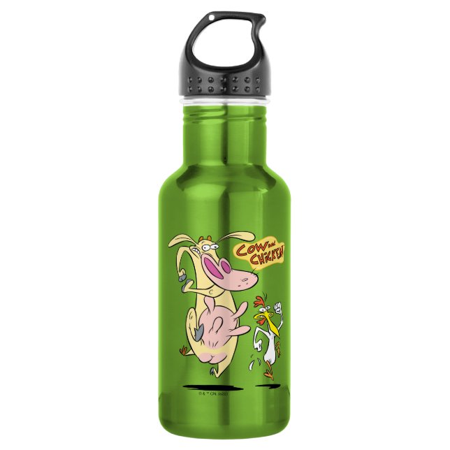 Bouteille D'eau Vache et poulet à courir graphique (Devant)
