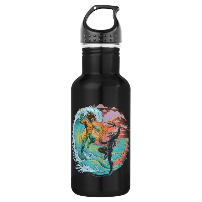 Bouteille D'eau Vague marémotrice Aquaman & Black Manta (Devant)