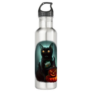 Bouteille D'eau Vampire Chat et Assistant Citrouille Halloween Sur