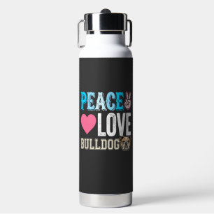Bouteille D'eau Vecteur Peace Love Bouledogue