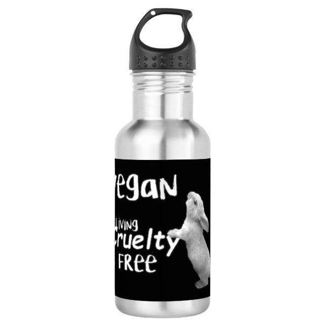 Bouteille D'eau Vegan Cruelty Free Water Bottle noir et blanc. (Devant)