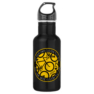 Bouteille D'eau Vélo texte personnalisé Jaune et noir