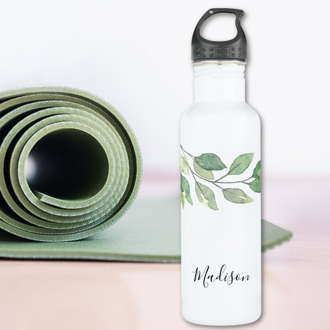 Bouteille D'eau Verdure aquarelle personnalisée (Créateur téléchargé)