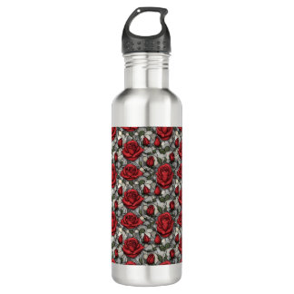 Bouteille D'eau Verre tendu Rouge Rose citron thermique