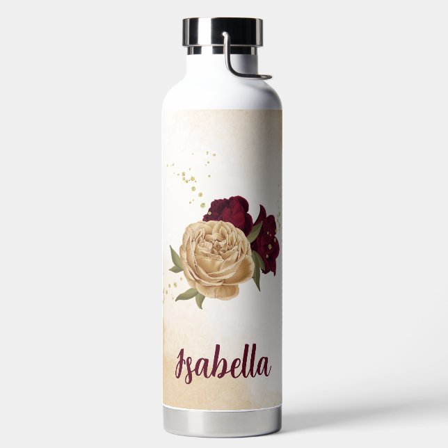 Bouteille D'eau Vert bordeaux beige or botanique (Droite)