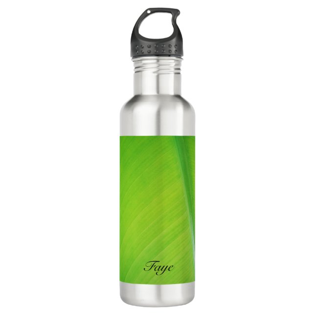 Bouteille D'eau Vert dégradé de la feuille de bananier Nom du moti (Devant)