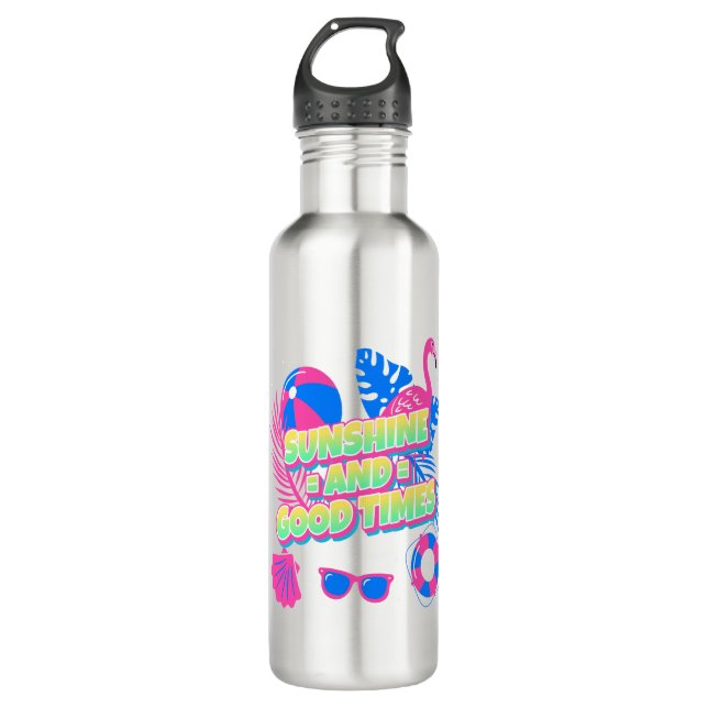 Bouteille D'eau Vibes amusantes tropicales d'été (Devant)
